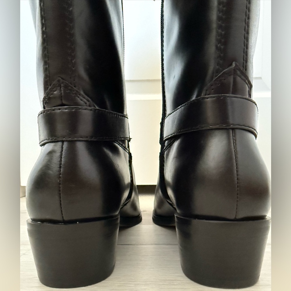 NEW Vince Camuto Melise Black Leather Knee-High Boots Riding Equestrian Style 11 - Picture 7 of 12